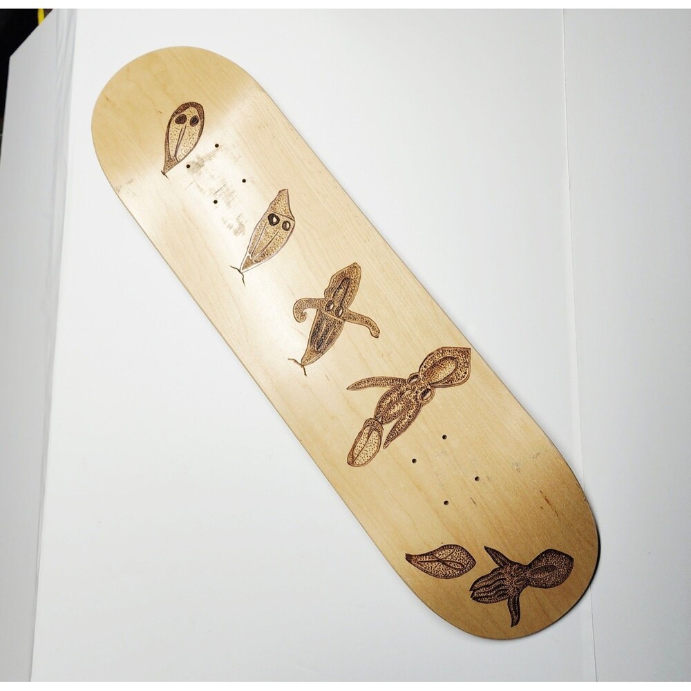 Rare 1-of-1 Marcelo Campos x Ty Jones 2022 Custom Woodburned Skateboard Deck Art